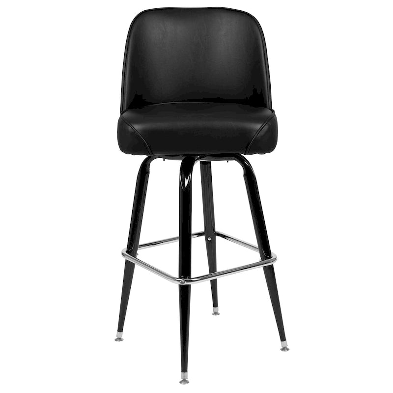 Metal Bar Stools Set of 2 with Swivel Vinyl Bucket Seats - 18 Gauge Steel Frame, Chrome Footrest, 500 lbs Capacity - Commercial/Residential Use