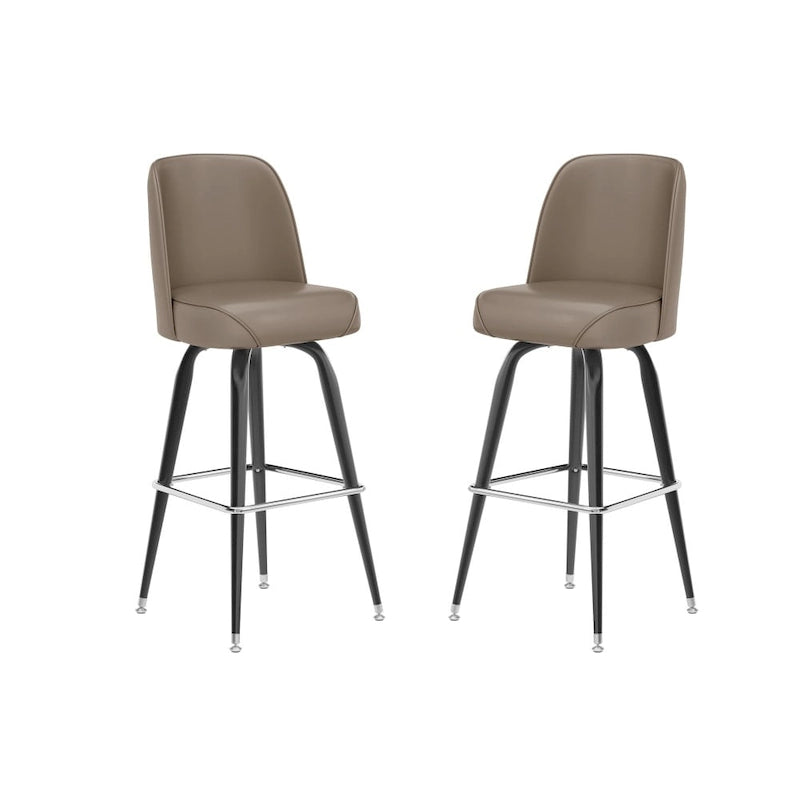 Metal Bar Stools Set of 2 with Swivel Vinyl Bucket Seats - 18 Gauge Steel Frame, Chrome Footrest, 500 lbs Capacity - Commercial/Residential Use