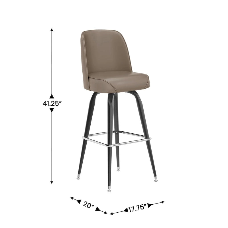Metal Bar Stools Set of 2 with Swivel Vinyl Bucket Seats - 18 Gauge Steel Frame, Chrome Footrest, 500 lbs Capacity - Commercial/Residential Use