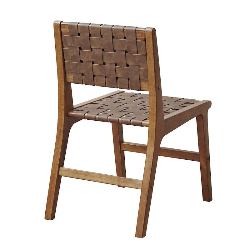 INK+IVY Oslo Faux Leather Woven Dining Chairs Set of 2