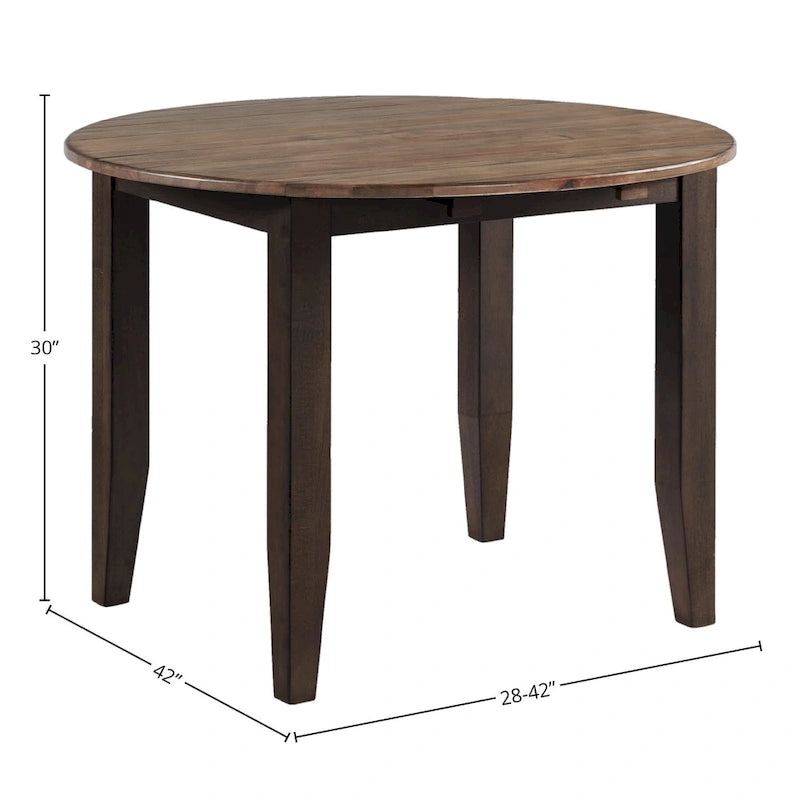Black & Walnut Round Drop Leaf Table - Ambrosia Maple & Hardwoods, Two-Toned, Rough-Sawn Top, Rubbed Black Base
