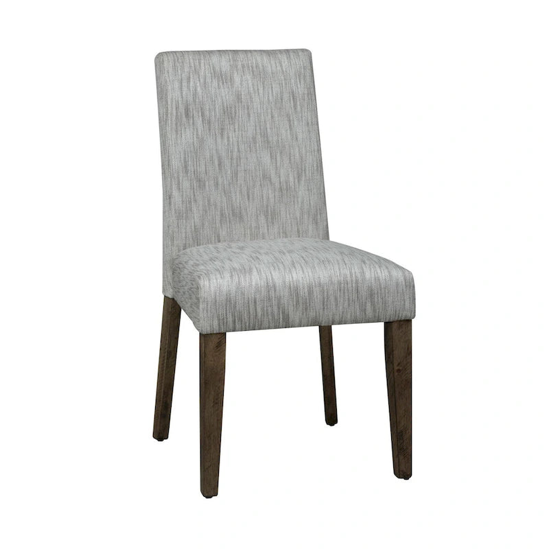 Rustic Caramel Dining Chairs Set of 2 - Upholstered Cream Linen, Rubberwood Frame, Sawmark Distressing, 15" Seat Height