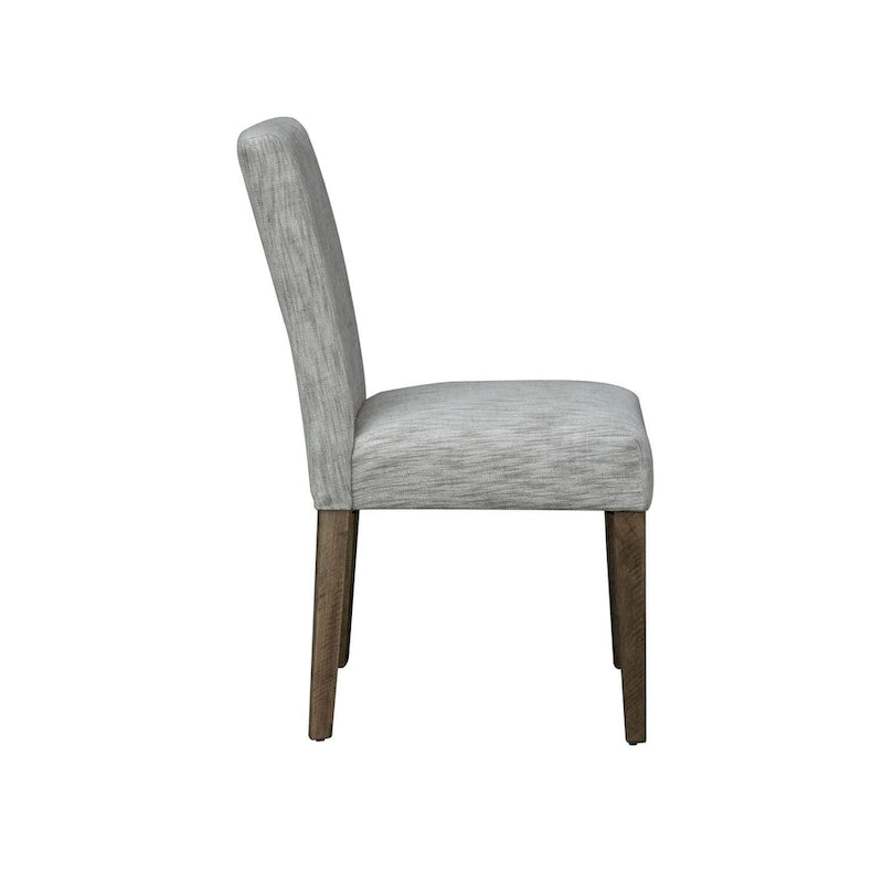 Rustic Caramel Dining Chairs Set of 2 - Upholstered Cream Linen, Rubberwood Frame, Sawmark Distressing, 15" Seat Height