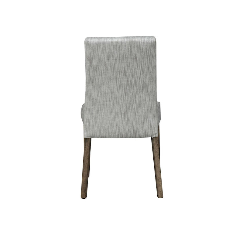 Rustic Caramel Dining Chairs Set of 2 - Upholstered Cream Linen, Rubberwood Frame, Sawmark Distressing, 15" Seat Height