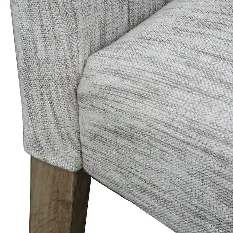 Rustic Caramel Dining Chairs Set of 2 - Upholstered Cream Linen, Rubberwood Frame, Sawmark Distressing, 15" Seat Height