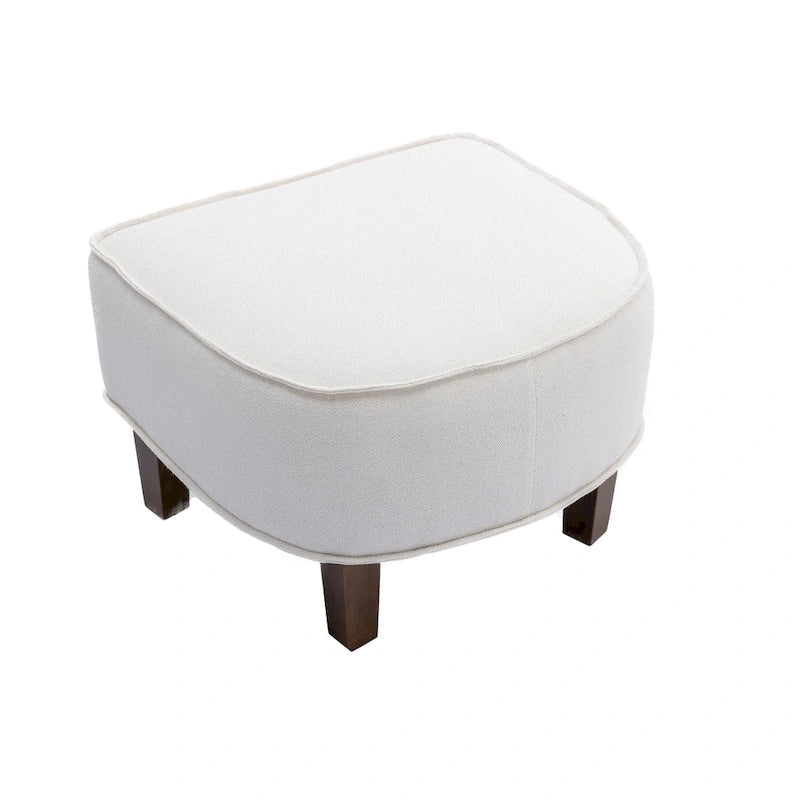 Linen/Polyester Upholstered Mid Century Barrel Chair with Ottoman