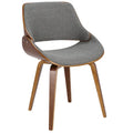 Mid-Century Modern Dining Chair - Walnut Wood Frame, Bentwood Back, Foam Padded Scooped Seat, Woven Polyester - 250 lbs Capacity, 3 Color Options