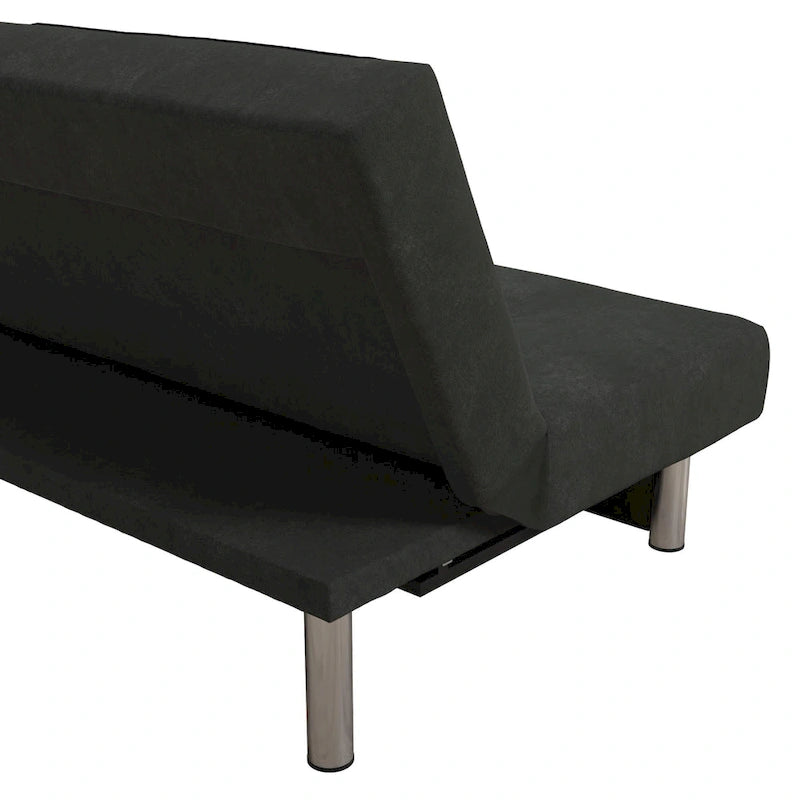 69" Convertible Storage Futon Sofa Bed with Tufted Microfiber Upholstery - Multi-Position Back, Pull-Out Storage, 600 lbs Capacity - 3 Color Options
