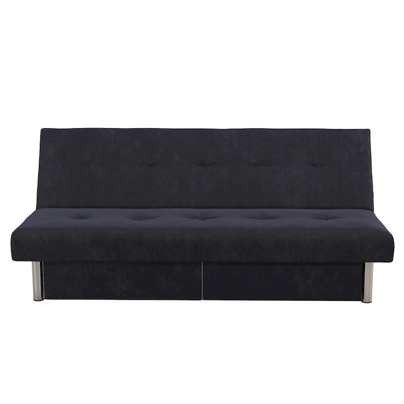 69" Convertible Storage Futon Sofa Bed with Tufted Microfiber Upholstery - Multi-Position Back, Pull-Out Storage, 600 lbs Capacity - 3 Color Options