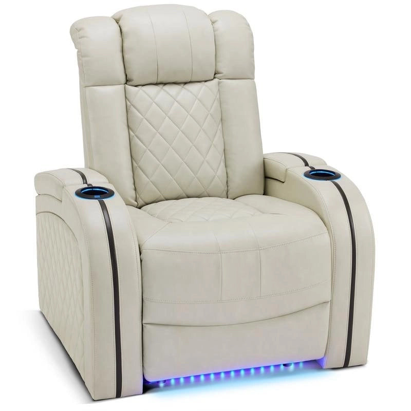 Dual Motor Power Recliner - Adjustable Headrest, LED Cup Holders, USB Port, 110-155° Recline, Breathable Leather, 320lb Capacity