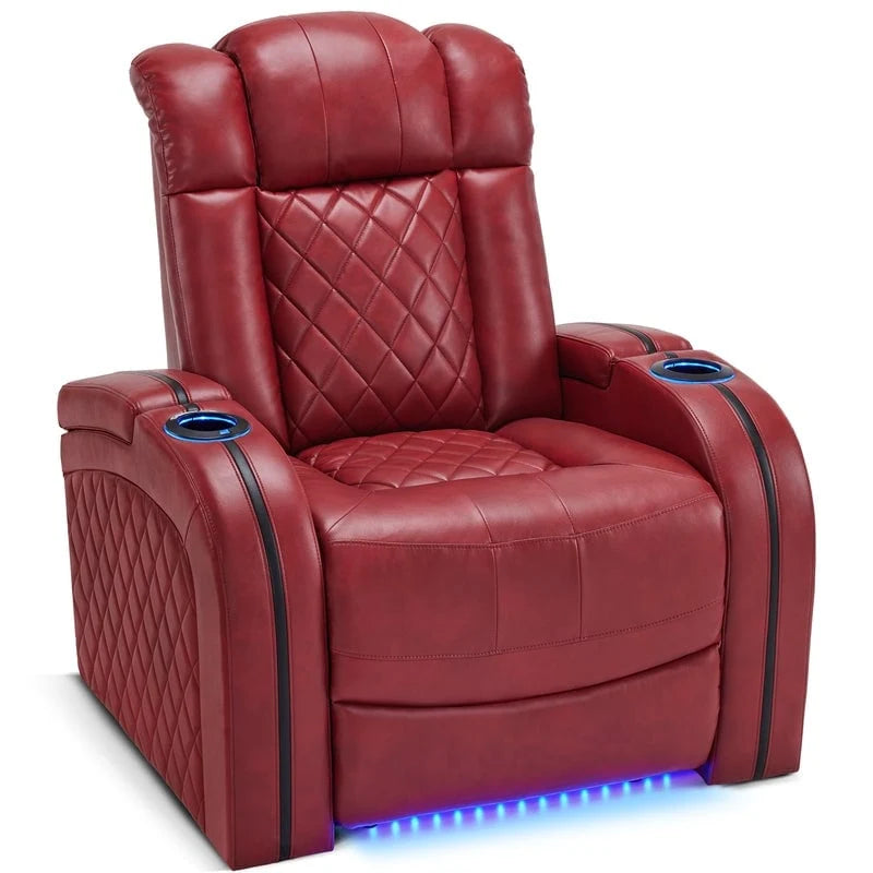 Dual Motor Power Recliner - Adjustable Headrest, LED Cup Holders, USB Port, 110-155° Recline, Breathable Leather, 320lb Capacity