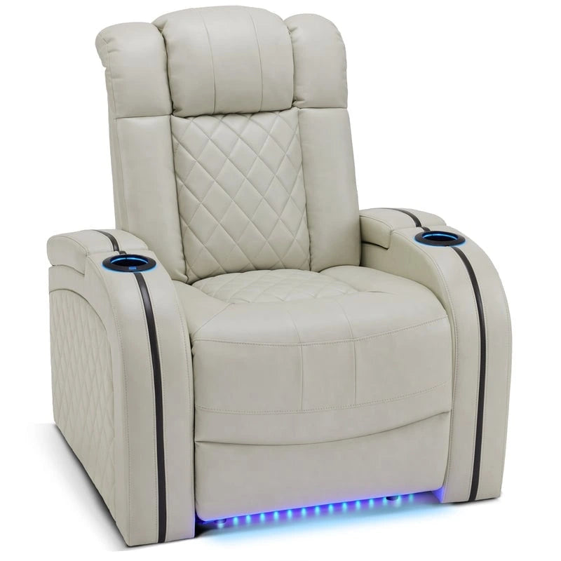 Dual Motor Power Recliner - Adjustable Headrest, LED Cup Holders, USB Port, 110-155° Recline, Breathable Leather, 320lb Capacity