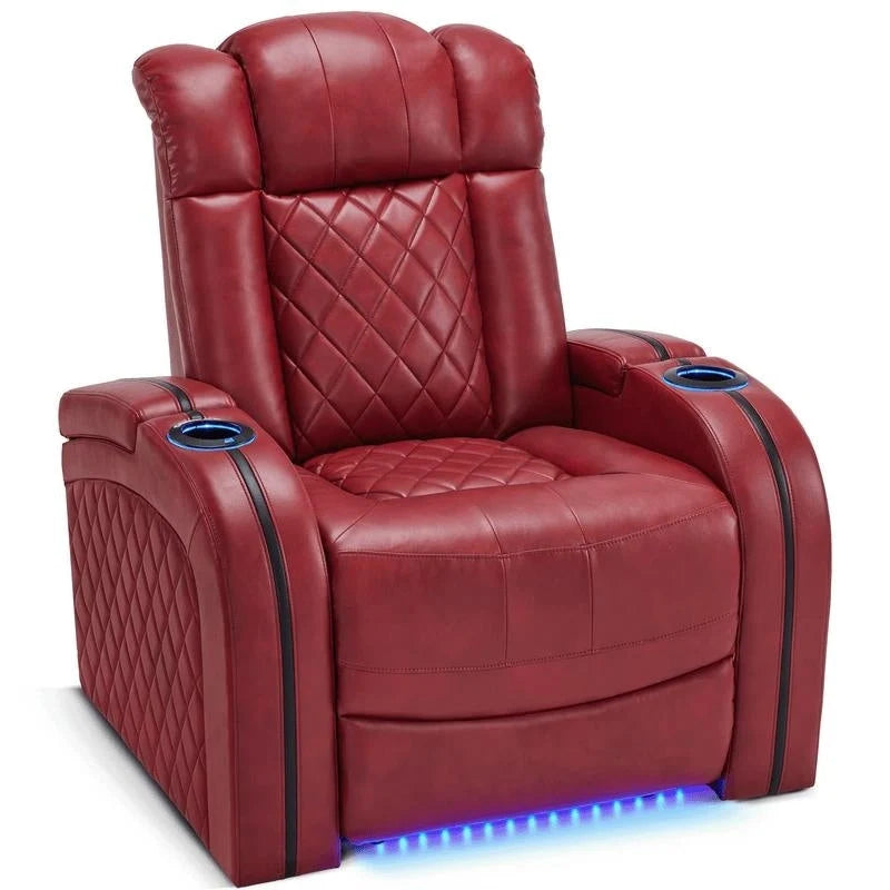 Dual Motor Power Recliner - Adjustable Headrest, LED Cup Holders, USB Port, 110-155° Recline, Breathable Leather, 320lb Capacity