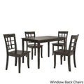 48-Inch Rectangular Dining Set 5-Piece - Antique Black Farmhouse Table with 4 Chairs, Rubberwood & MDF Construction