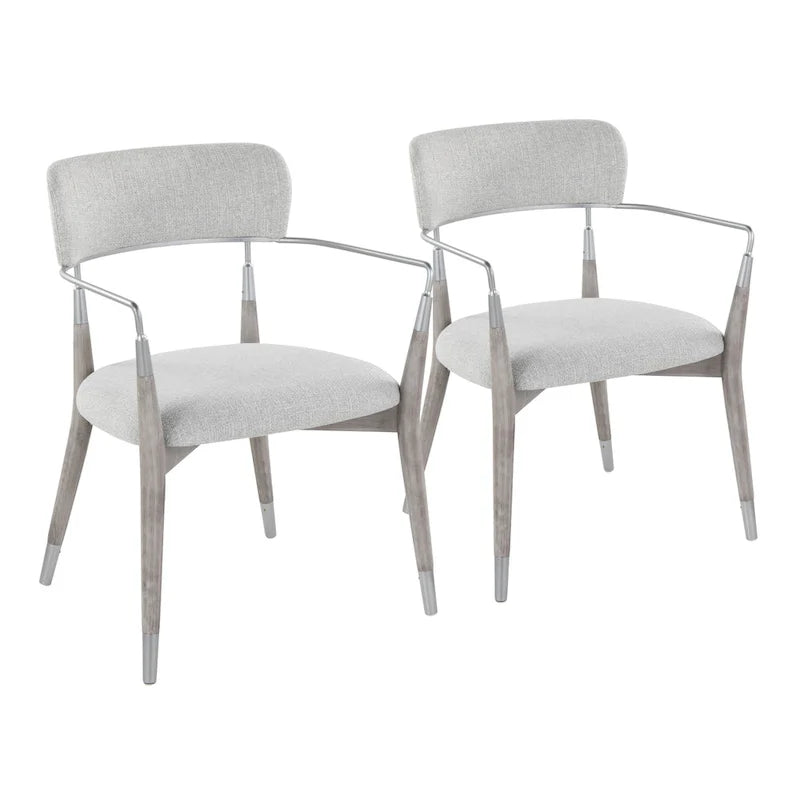 Contemporary Upholstered Dining Chairs Set of 2 - Wood Frame with Metal Accents, 250 lbs Capacity, 3 Color Options - Modern Accent Chairs