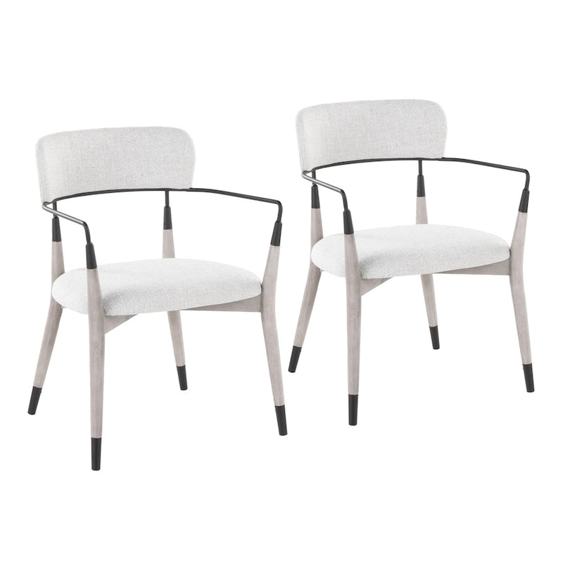 Contemporary Upholstered Dining Chairs Set of 2 - Wood Frame with Metal Accents, 250 lbs Capacity, 3 Color Options - Modern Accent Chairs