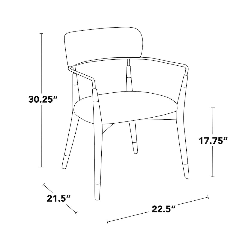 Contemporary Upholstered Dining Chairs Set of 2 - Wood Frame with Metal Accents, 250 lbs Capacity, 3 Color Options - Modern Accent Chairs