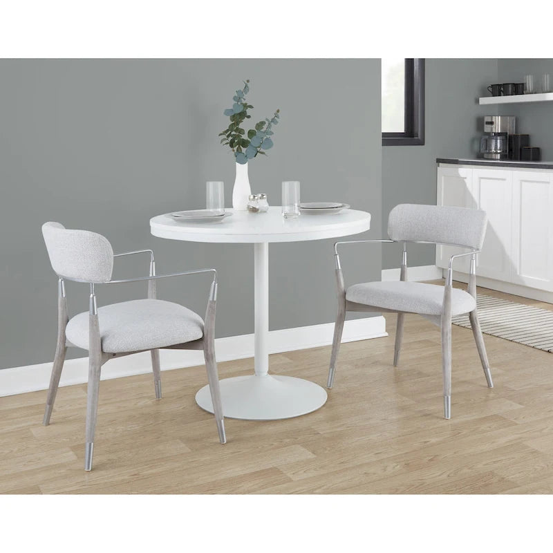 Contemporary Upholstered Dining Chairs Set of 2 - Wood Frame with Metal Accents, 250 lbs Capacity, 3 Color Options - Modern Accent Chairs