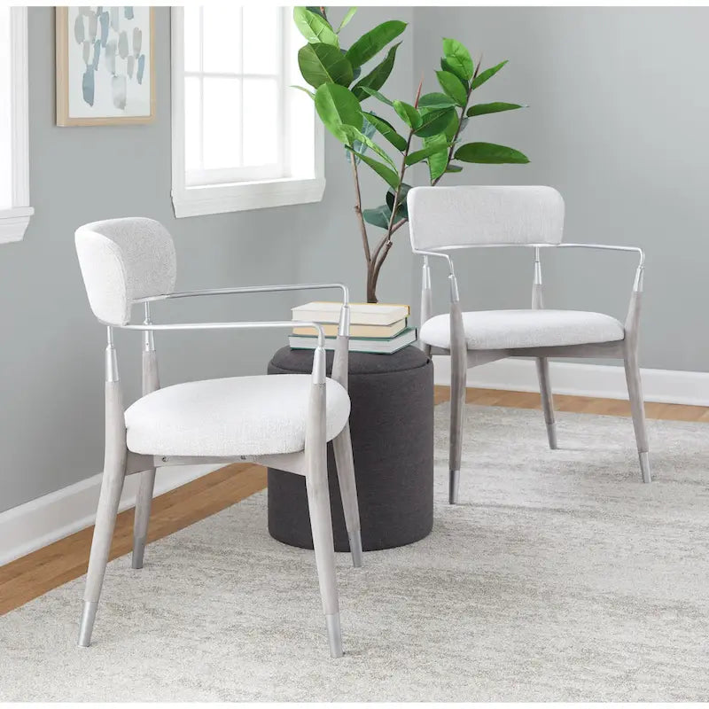 Contemporary Upholstered Dining Chairs Set of 2 - Wood Frame with Metal Accents, 250 lbs Capacity, 3 Color Options - Modern Accent Chairs