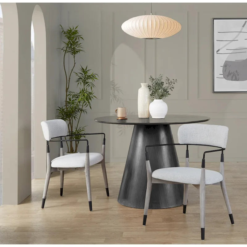 Contemporary Upholstered Dining Chairs Set of 2 - Wood Frame with Metal Accents, 250 lbs Capacity, 3 Color Options - Modern Accent Chairs