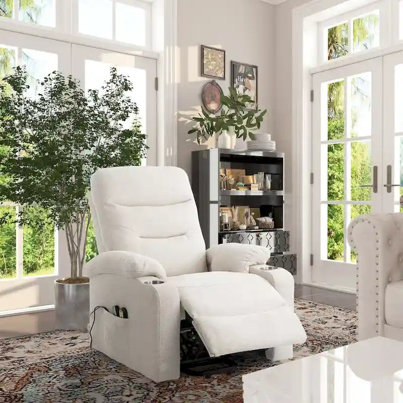 Electric Massage Recliner Chair - 8-Point Vibration, 5 Modes & 9 Intensity Levels, Cup Holders, 300lb Capacity, Wireless Remote