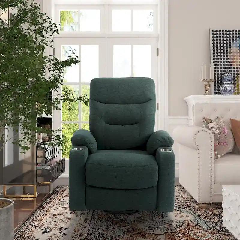 Electric Massage Recliner Chair - 8-Point Vibration, 5 Modes & 9 Intensity Levels, Cup Holders, 300lb Capacity, Wireless Remote