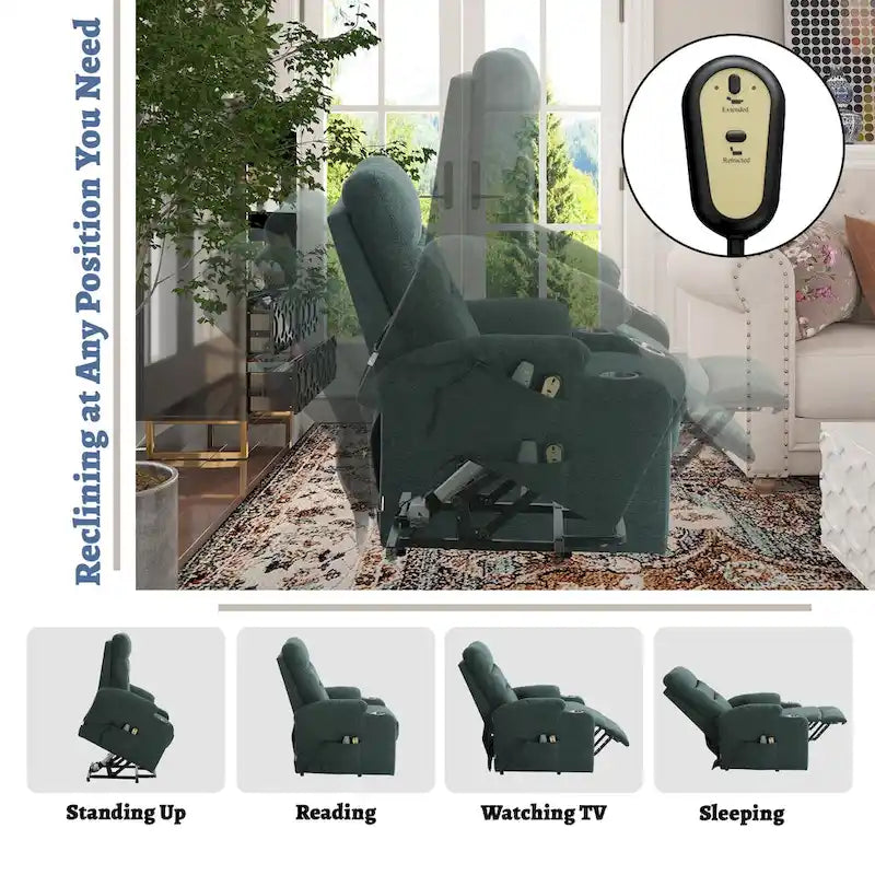 Electric Massage Recliner Chair - 8-Point Vibration, 5 Modes & 9 Intensity Levels, Cup Holders, 300lb Capacity, Wireless Remote