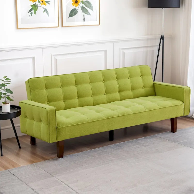 Futon Sofa Bed, Modern Convertible Sleeper Couch with Armrests for Studio, Office, Apartment, Compact Living, Game Room