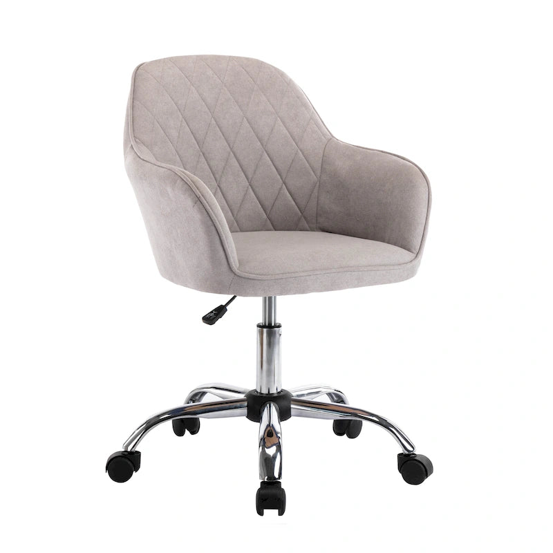 Mid-Back Swivel Home Office Desk Chair - Fabric Upholstery, Adjustable Gaslift, Roller Caster Wheels