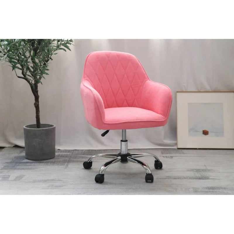 Mid-Back Swivel Home Office Desk Chair - Fabric Upholstery, Adjustable Gaslift, Roller Caster Wheels