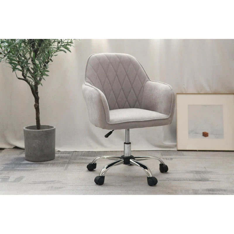 Mid-Back Swivel Home Office Desk Chair - Fabric Upholstery, Adjustable Gaslift, Roller Caster Wheels