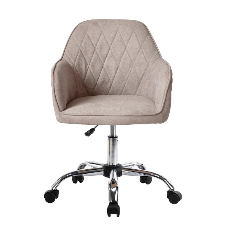 Mid-Back Swivel Home Office Desk Chair - Fabric Upholstery, Adjustable Gaslift, Roller Caster Wheels