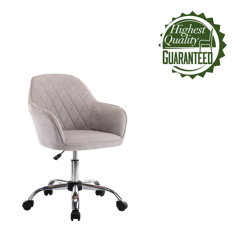 Mid-Back Swivel Home Office Desk Chair - Fabric Upholstery, Adjustable Gaslift, Roller Caster Wheels