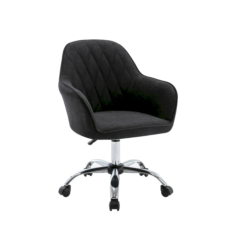 Mid-Back Swivel Home Office Desk Chair - Fabric Upholstery, Adjustable Gaslift, Roller Caster Wheels