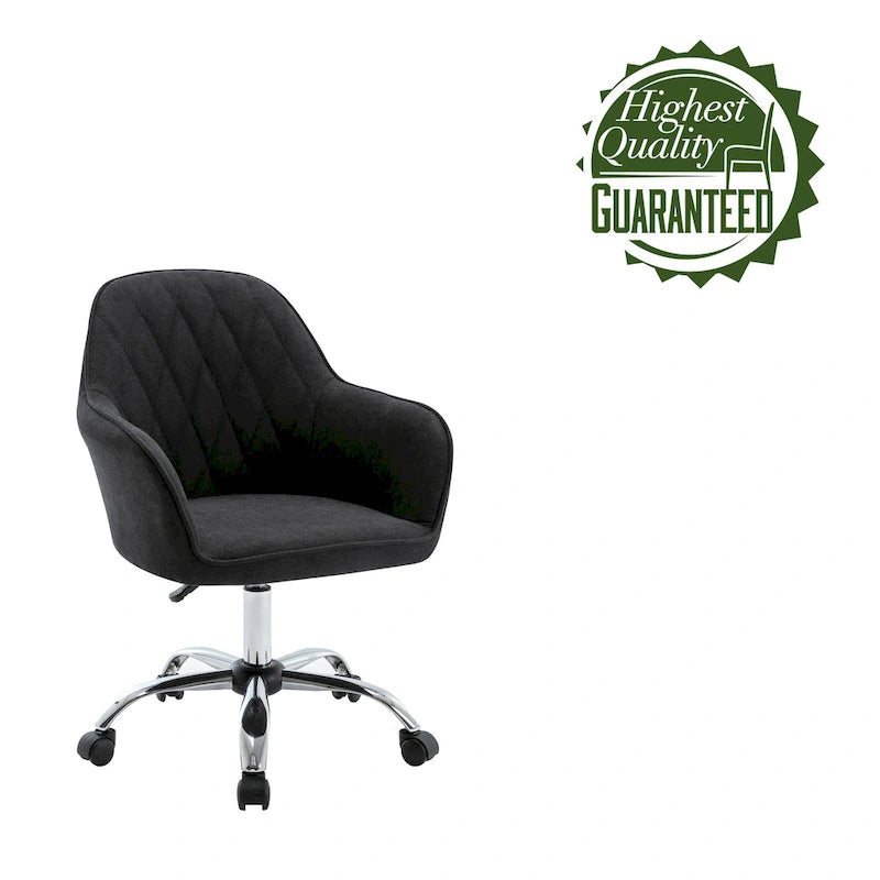 Mid-Back Swivel Home Office Desk Chair - Fabric Upholstery, Adjustable Gaslift, Roller Caster Wheels