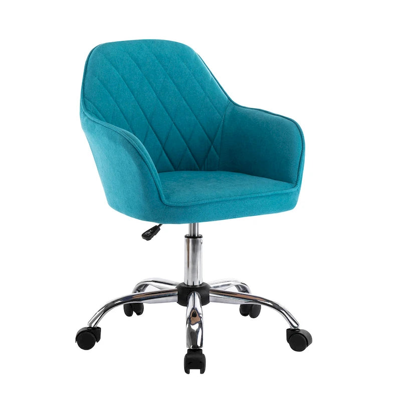 Mid-Back Swivel Home Office Desk Chair - Fabric Upholstery, Adjustable Gaslift, Roller Caster Wheels