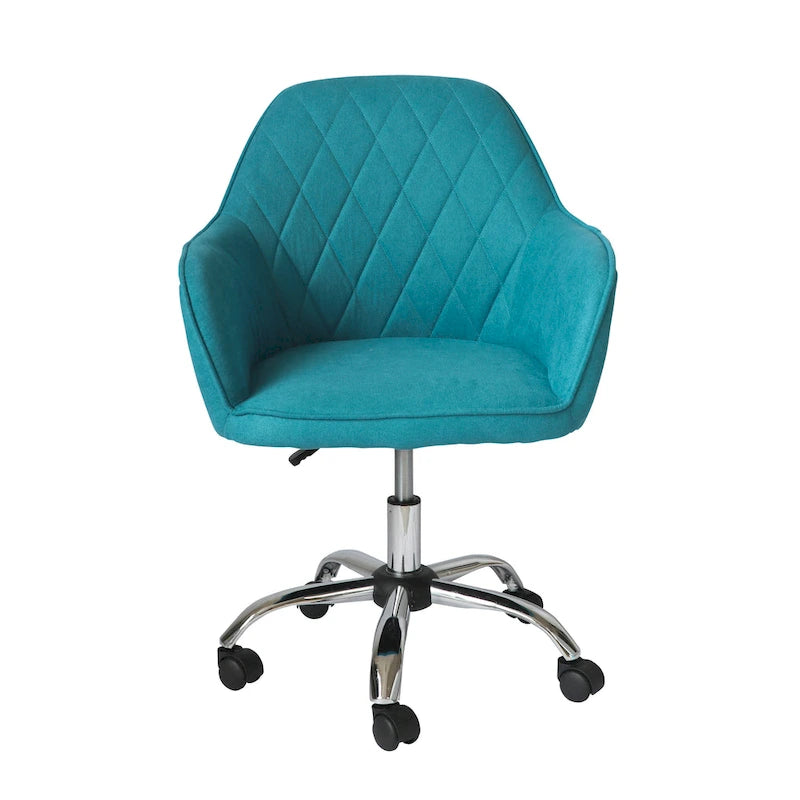 Mid-Back Swivel Home Office Desk Chair - Fabric Upholstery, Adjustable Gaslift, Roller Caster Wheels