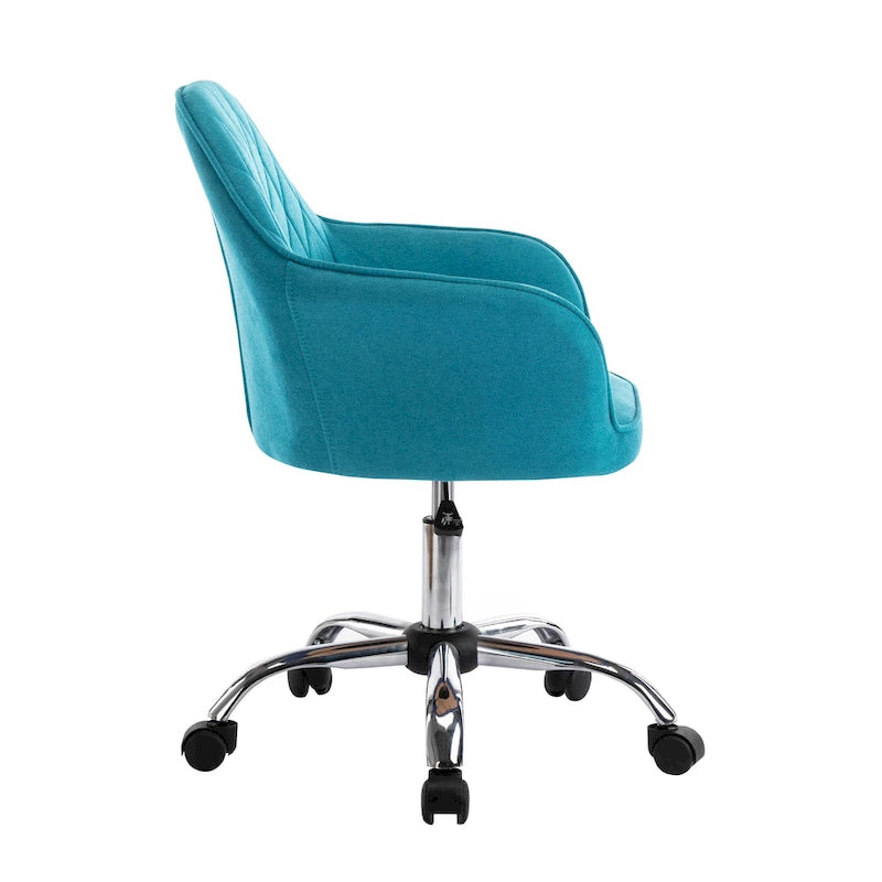 Mid-Back Swivel Home Office Desk Chair - Fabric Upholstery, Adjustable Gaslift, Roller Caster Wheels