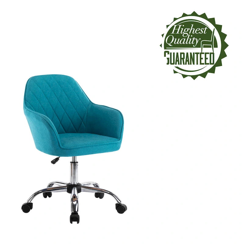 Mid-Back Swivel Home Office Desk Chair - Fabric Upholstery, Adjustable Gaslift, Roller Caster Wheels