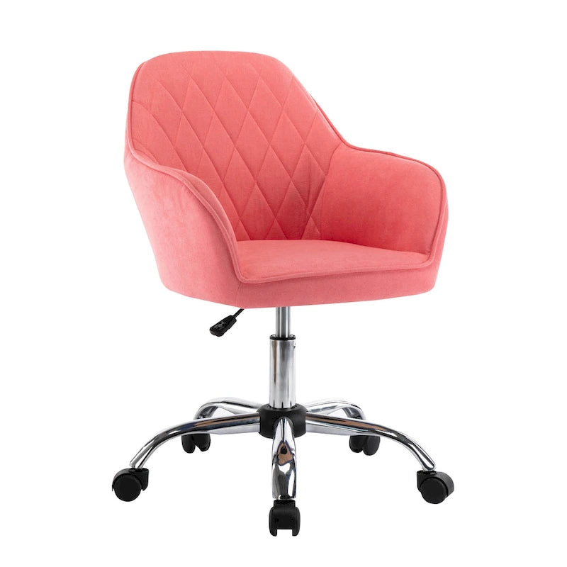 Mid-Back Swivel Home Office Desk Chair - Fabric Upholstery, Adjustable Gaslift, Roller Caster Wheels