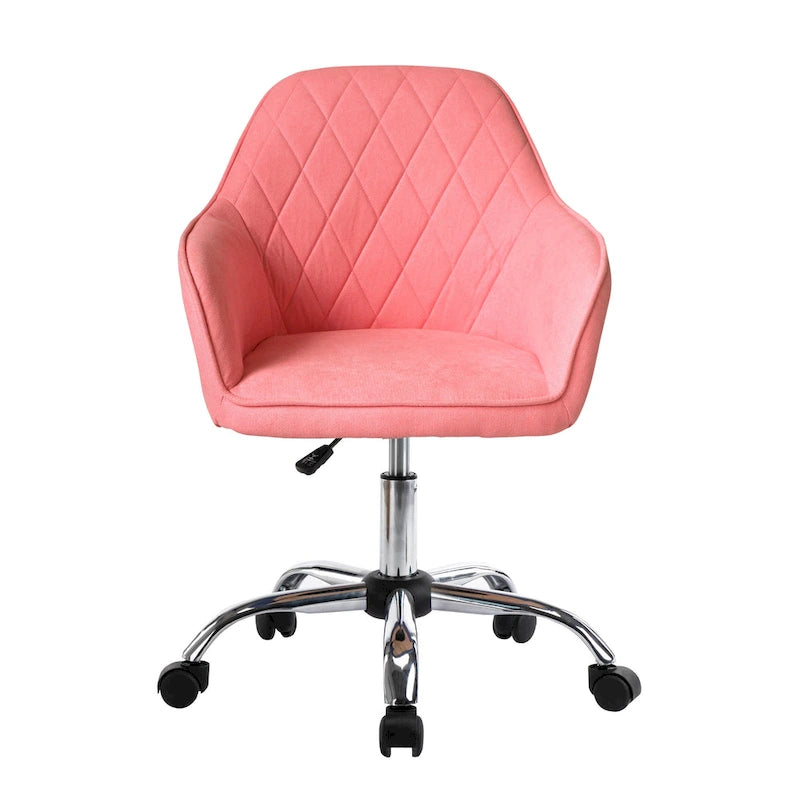 Mid-Back Swivel Home Office Desk Chair - Fabric Upholstery, Adjustable Gaslift, Roller Caster Wheels