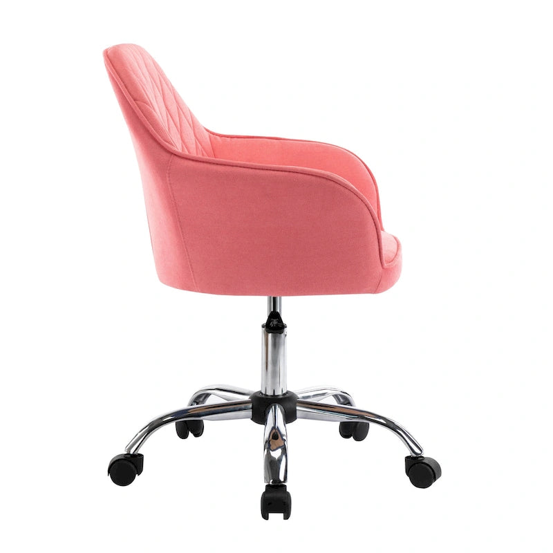 Mid-Back Swivel Home Office Desk Chair - Fabric Upholstery, Adjustable Gaslift, Roller Caster Wheels