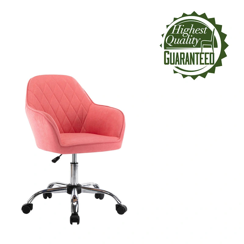Mid-Back Swivel Home Office Desk Chair - Fabric Upholstery, Adjustable Gaslift, Roller Caster Wheels