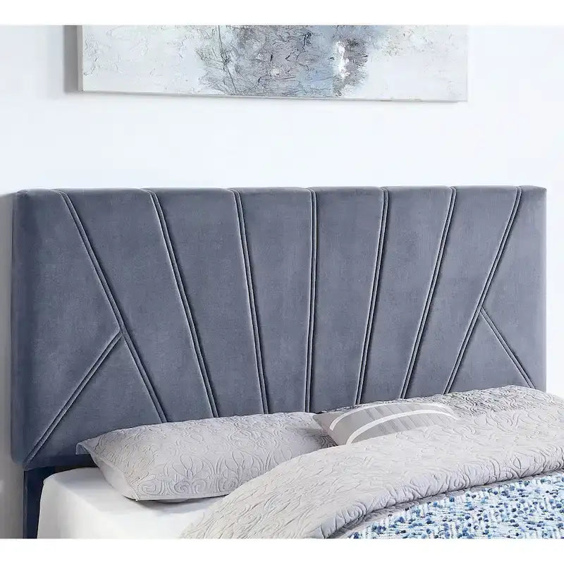 Art Deco Upholstered Storage Bed with 4 Drawers Velvety Fabric Linear Tufting Integrated Storage Bedroom Furniture