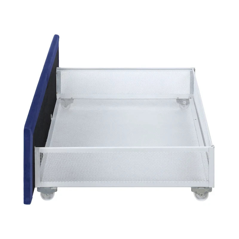 Art Deco Upholstered Storage Bed with 4 Drawers Velvety Fabric Linear Tufting Integrated Storage Bedroom Furniture