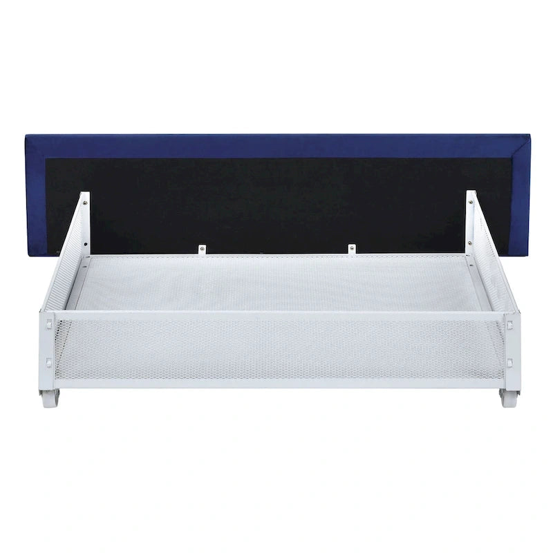 Art Deco Upholstered Storage Bed with 4 Drawers Velvety Fabric Linear Tufting Integrated Storage Bedroom Furniture
