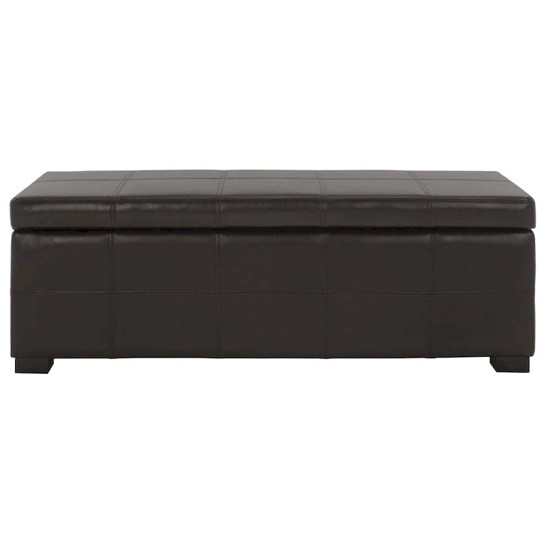 SAFAVIEH Kerrie Brown Bicast Leather/Wood Storage Bench - 46.9 x 18.3 x 16.7 - 47Wx18Dx17H