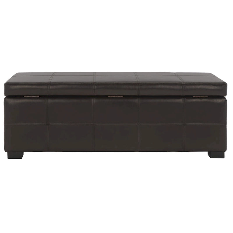 SAFAVIEH Kerrie Brown Bicast Leather/Wood Storage Bench - 46.9 x 18.3 x 16.7 - 47Wx18Dx17H