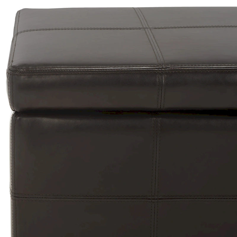SAFAVIEH Kerrie Brown Bicast Leather/Wood Storage Bench - 46.9 x 18.3 x 16.7 - 47Wx18Dx17H