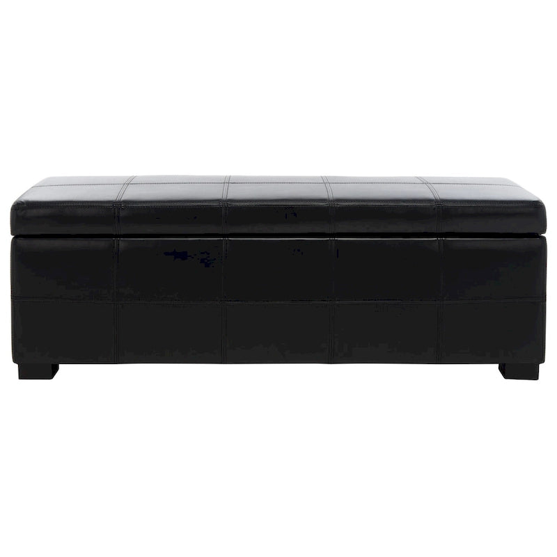 SAFAVIEH Kerrie Brown Bicast Leather/Wood Storage Bench - 46.9 x 18.3 x 16.7 - 47Wx18Dx17H